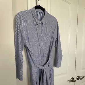 Gretchen Scott - Size 10 - Navy Pinstripe Shirtdress